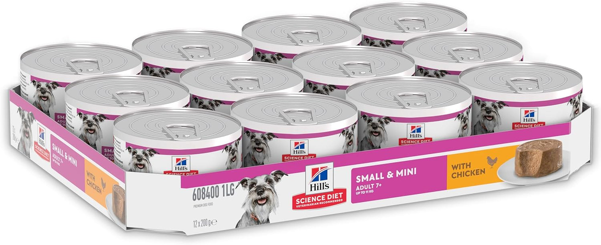 Adult 7+ Senior Small & Mini with Chicken Canned Wet Dog Food 12X200G